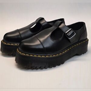 New Dr. Martens Black Smooth Platform T Strap Bethan Mary Janes Shoes in size 10